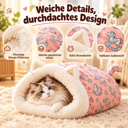 🐾🔥 Bestseller! Halbgeschlossenes, warmes Haustier-Schlafsackbett – Winddichtes, flauschiges Kuschelnest für Katzen und kleine Hunde, perfekt für gemütliche Winterschläfchen ❄️