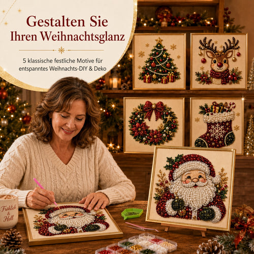 🎄 LETZTER TAG – 49 % RABATT – DIY Weihnachts-Perlen-Diamond-Painting-Set mit Rahmen | Entspannend & Einsteigerfreundlich