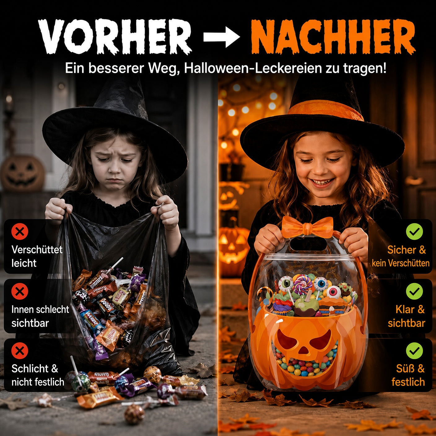 🎃 Einzigartiges Halloween-Design | Süßigkeitentüten aus Kunststoff, perfekt für Süßigkeiten, Geschenke und kreative Verpackungen. 👻