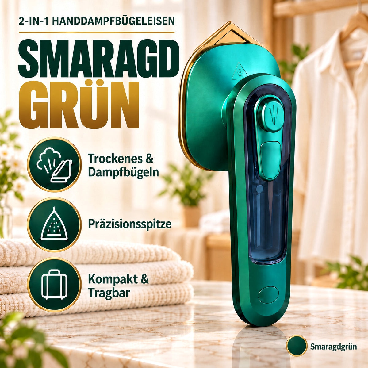 🔥 40% Rabatt – Nur für kurze Zeit! ⏰ ✨ Tragbares Dampfbügeleisen mit schnellem Aufheizen 💨 Nass- & Trockenbügeln für Zuhause und Reisen