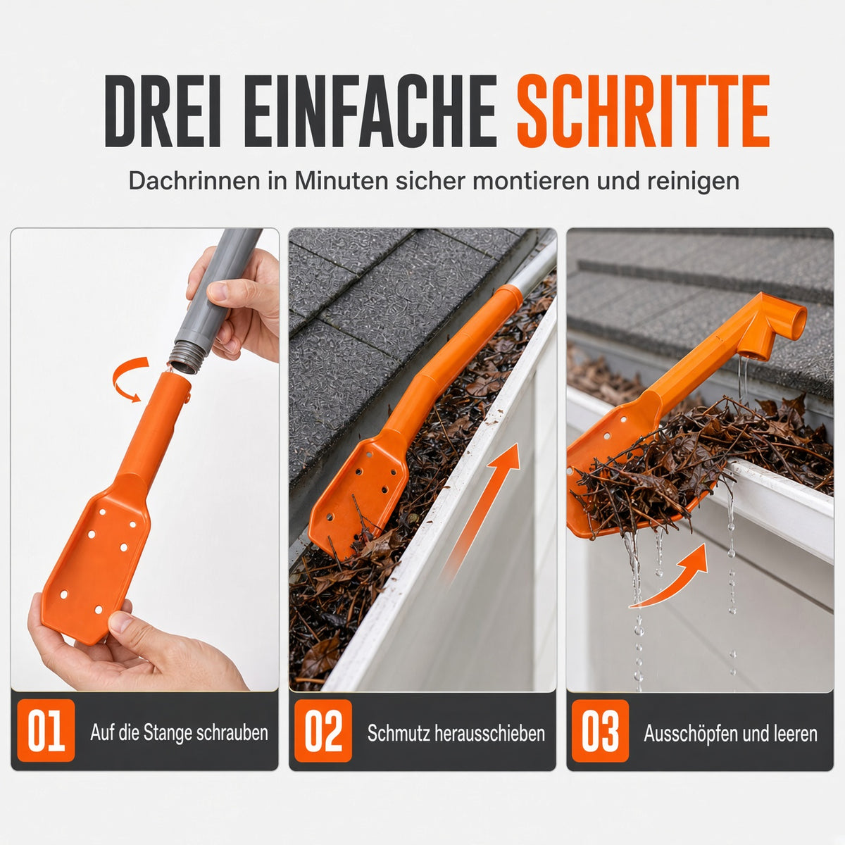 🧹 Verstellbare Dachrinnen-Schaufel – Sicheres Design Ohne Leiter Für Schnelle & Mühelose Entfernung Von Schmutz