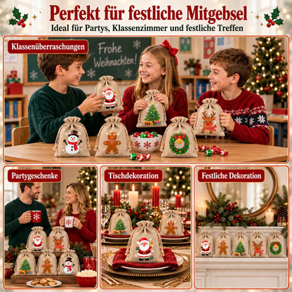 🎄⛄ Weihnachtliche Jute-Geschenkbeutel mit Kordelzug--Lose Süßigkeiten und Geschenke in Sekunden ordentlich verpackt 🎁🎄