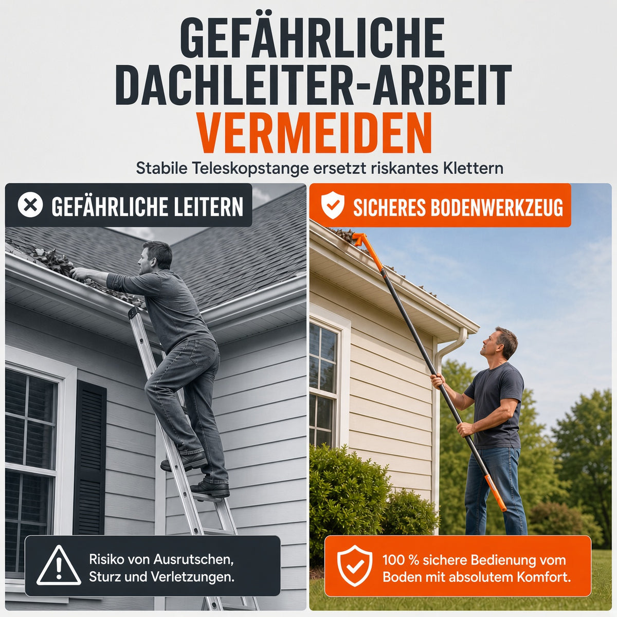 🧹 Verstellbare Dachrinnen-Schaufel – Sicheres Design Ohne Leiter Für Schnelle & Mühelose Entfernung Von Schmutz