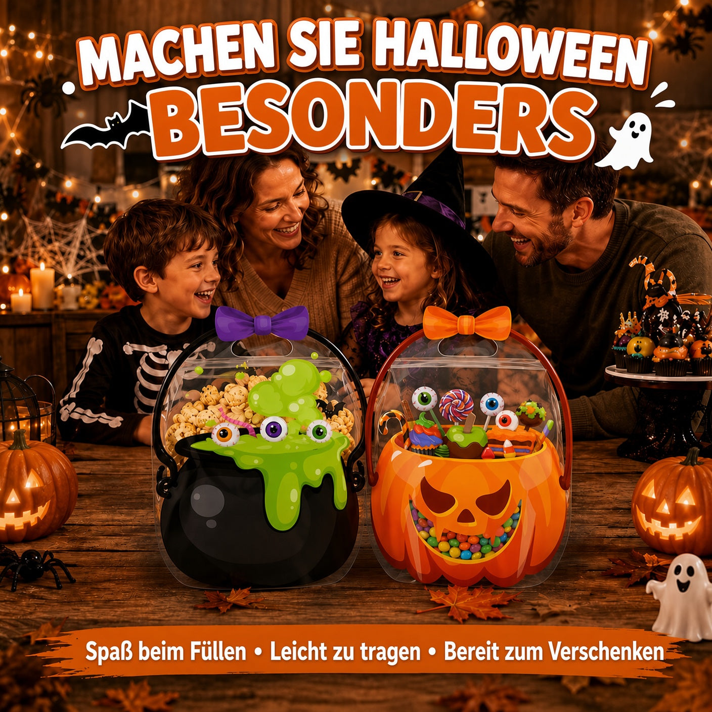 🎃 Einzigartiges Halloween-Design | Süßigkeitentüten aus Kunststoff, perfekt für Süßigkeiten, Geschenke und kreative Verpackungen. 👻