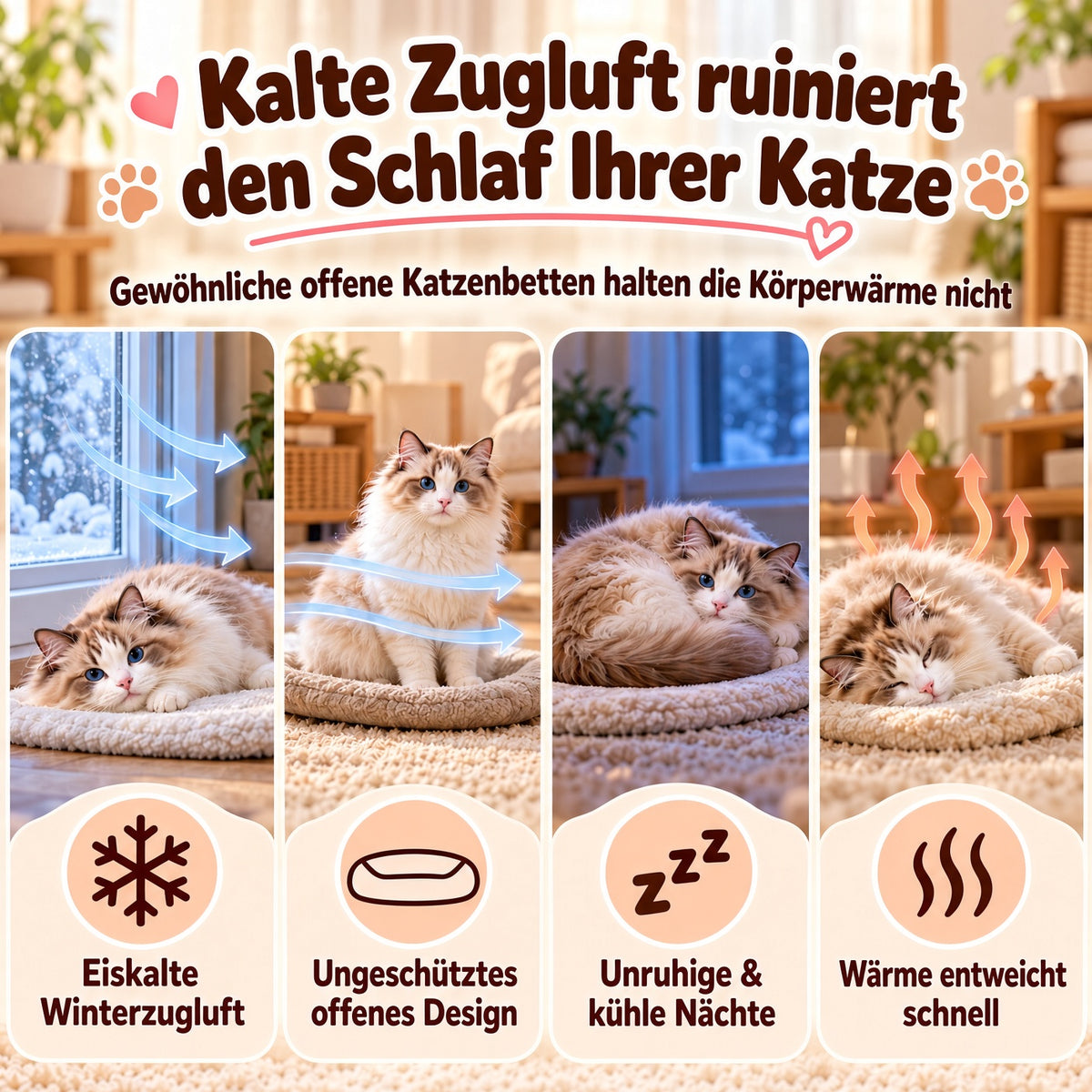 🐾🔥 Bestseller! Halbgeschlossenes, warmes Haustier-Schlafsackbett – Winddichtes, flauschiges Kuschelnest für Katzen und kleine Hunde, perfekt für gemütliche Winterschläfchen ❄️