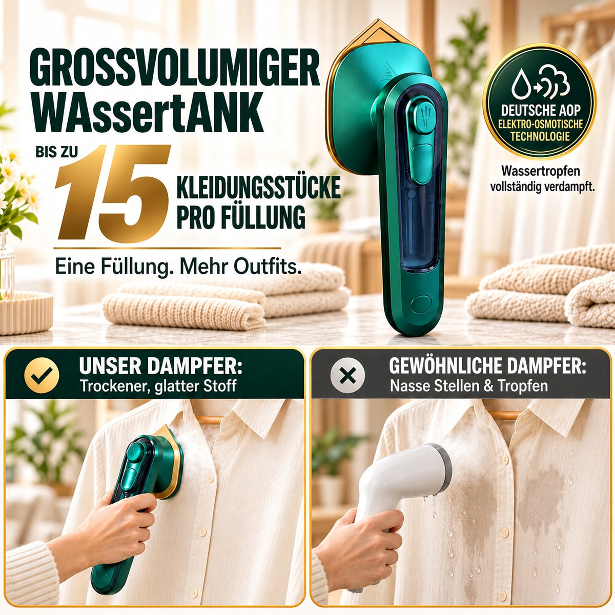 🔥 40% Rabatt – Nur für kurze Zeit! ⏰ ✨ Tragbares Dampfbügeleisen mit schnellem Aufheizen 💨 Nass- & Trockenbügeln für Zuhause und Reisen