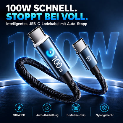 🔋100W USB Schnellladekabel –Schützen Sie Ihren Handyakku vor Beschädigung, Überhitzung und Kabelbruch | geeignet für alle elektronischen Geräte