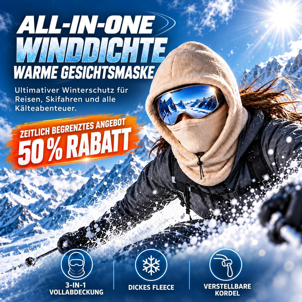 50 % RABATT | ❄️🔥 Winter-Sturmhaube 🧣 – 3-in-1-Wärmeschutz für Gesicht und Hals im Alltag | Dein Must-have für kalte Tage zum kleinen Preis