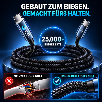 🔋100W USB Schnellladekabel –Schützen Sie Ihren Handyakku vor Beschädigung, Überhitzung und Kabelbruch | geeignet für alle elektronischen Geräte