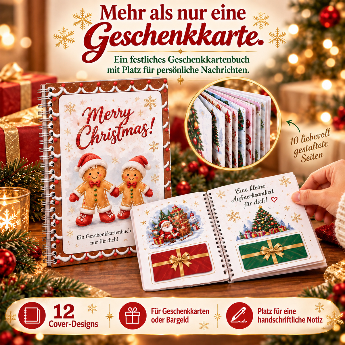 🎁50 % RABATT – Perfekt für Weihnachten! 🎅 🎄 Weihnachts-Geschenkkartenalbum – DIY Spiralalbum für persönliche Geschenke 👍