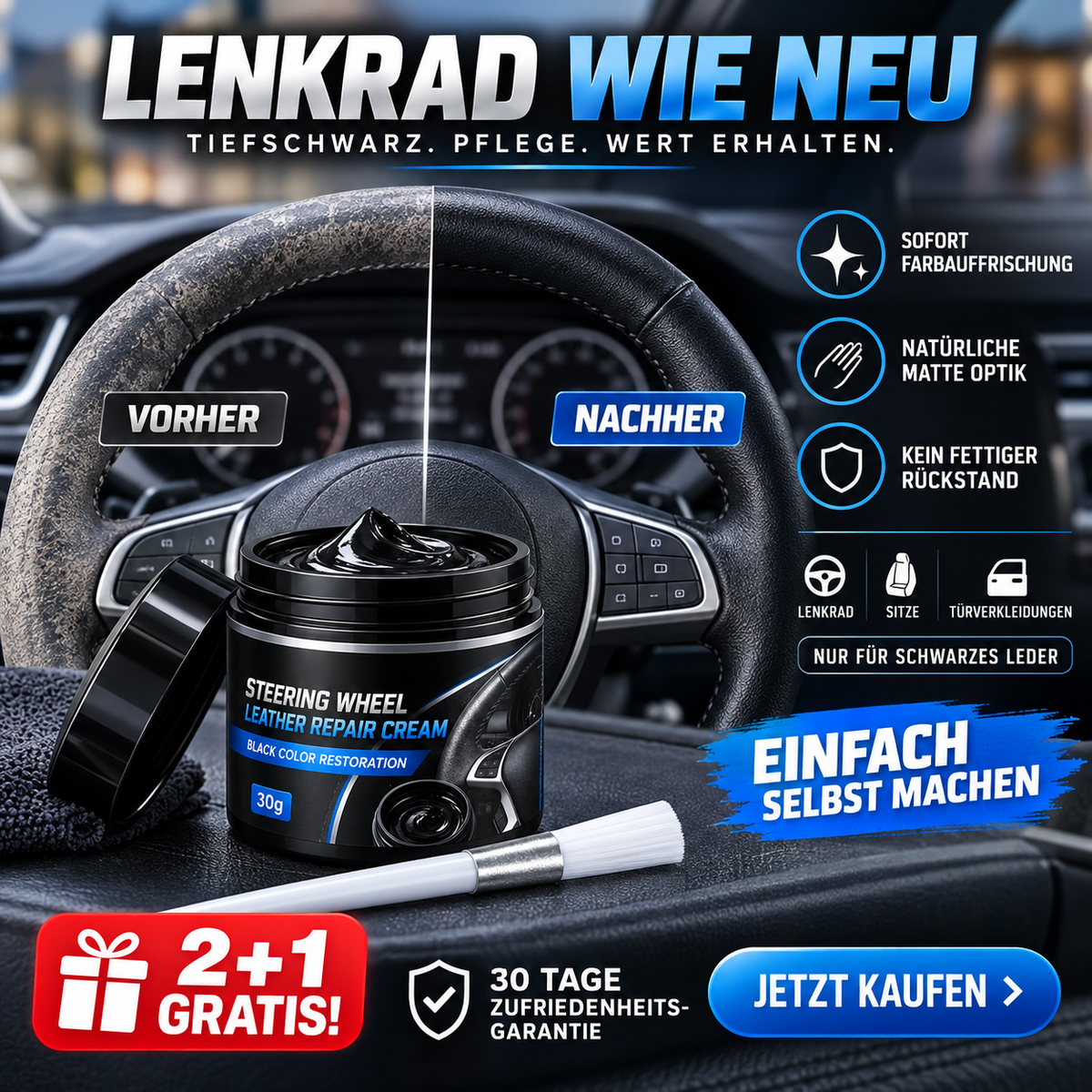 🔧🛞 Lenkrad-Reparaturcreme – Kratzer & Abnutzung verschwinden – ohne Werkstatt! ✨