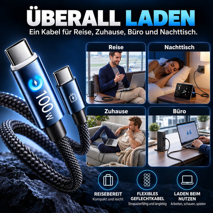 🔋100W USB Schnellladekabel –Schützen Sie Ihren Handyakku vor Beschädigung, Überhitzung und Kabelbruch | geeignet für alle elektronischen Geräte