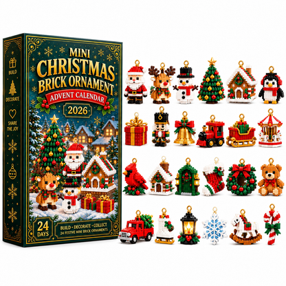 🎄 24-tägiger Mini-Weihnachtsschmuck-Adventskalender | 24 einzigartige, festliche Bastelvorlagen zum Zusammenbauen mit Aufhängeschlaufen – perfekt zum Schmücken von Weihnachtsbäumen, Kränzen und Weihnachtsdekorationen 🧱