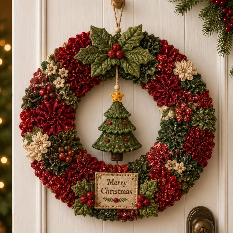 🎄 DIY-Weihnachtskranz-Bastelset mit 3D-Struktur | Entspannend & stimmungsvoll für die Tür