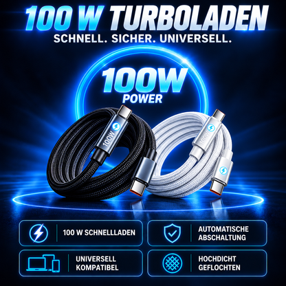 ⚡⚡50% Rabatt！🔋100W USB Schnellladekabel – Geflochten, Robust & mit Überladeschutz🛡️