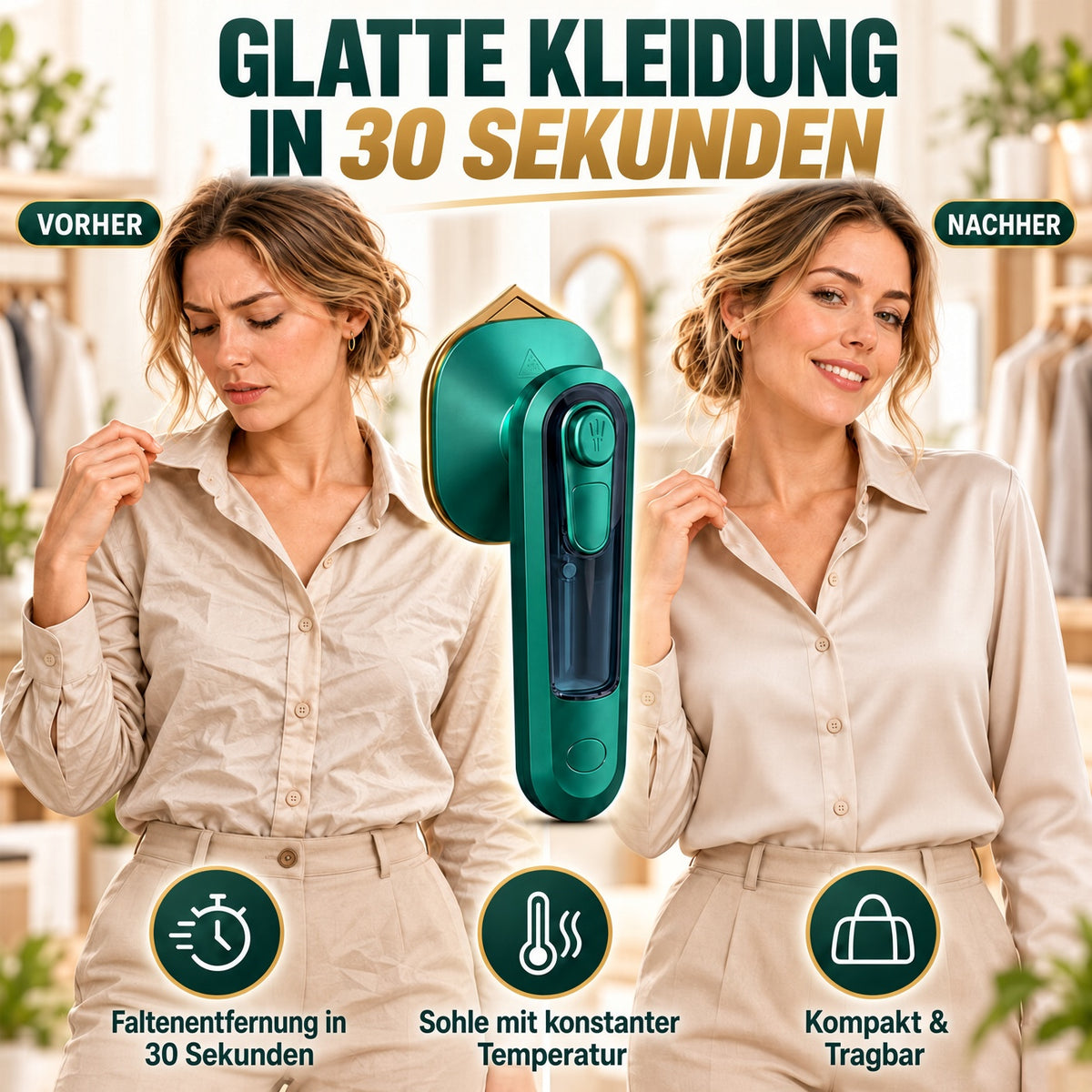 🔥 40% Rabatt – Nur für kurze Zeit! ⏰ ✨ Tragbares Dampfbügeleisen mit schnellem Aufheizen 💨 Nass- & Trockenbügeln für Zuhause und Reisen