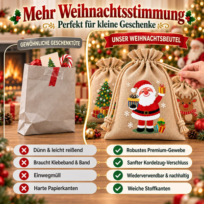 🎄⛄ Weihnachtliche Jute-Geschenkbeutel mit Kordelzug--Lose Süßigkeiten und Geschenke in Sekunden ordentlich verpackt 🎁🎄