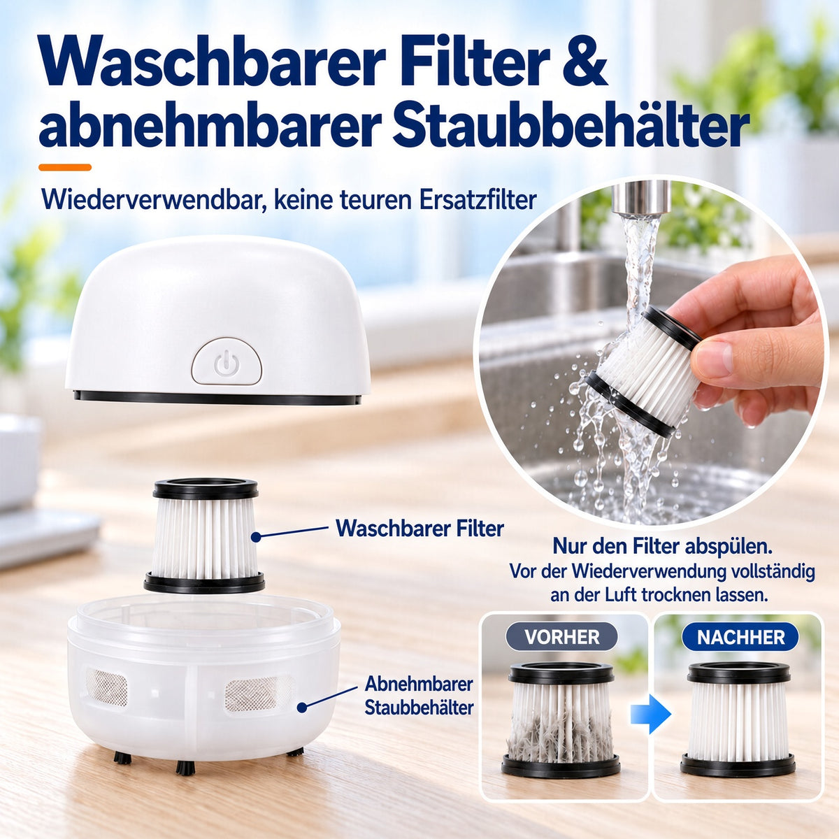 🎉 50 % RABATT 🎉✨ Tragbarer Mini-Tischstaubsauger | USB-aufladbar für Tastatur, Staub & Krümel