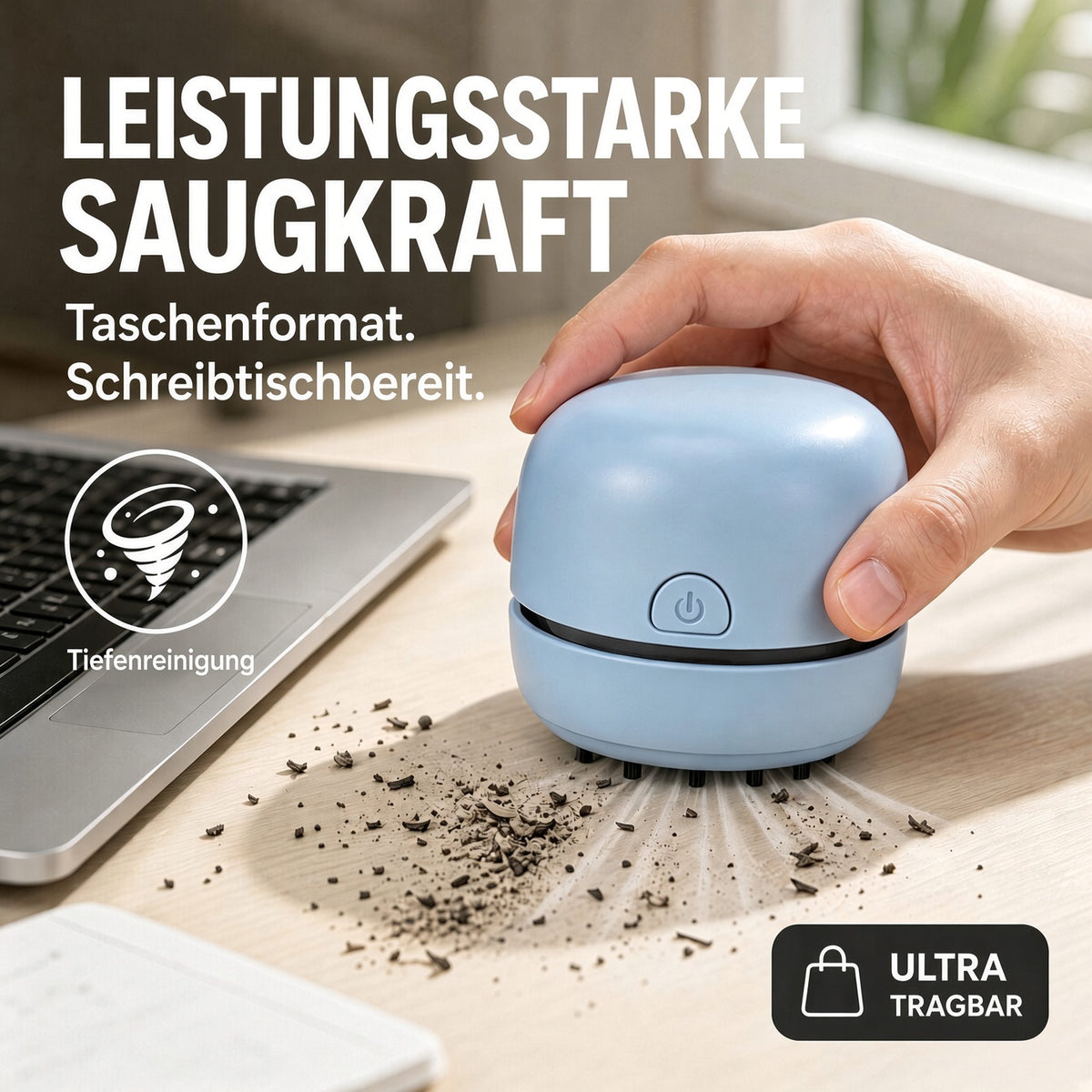🎉 50 % RABATT 🎉✨ Tragbarer Mini-Tischstaubsauger | USB-aufladbar für Tastatur, Staub & Krümel