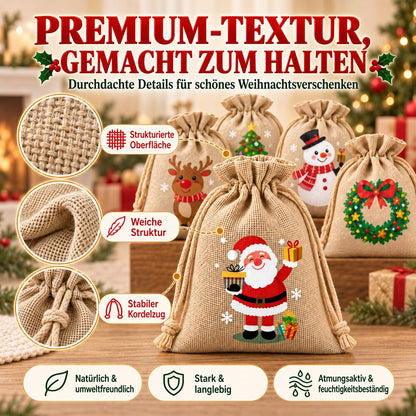 🎄⛄ Weihnachtliche Jute-Geschenkbeutel mit Kordelzug--Lose Süßigkeiten und Geschenke in Sekunden ordentlich verpackt 🎁🎄