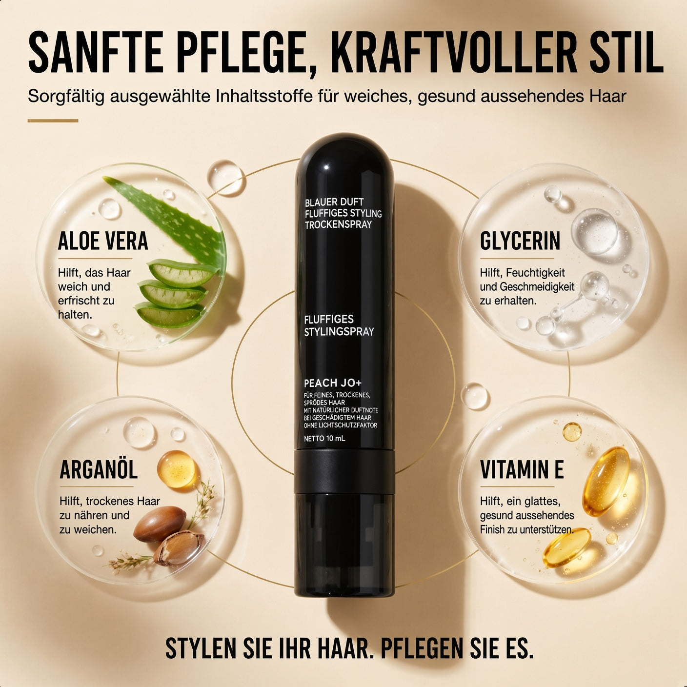 🎉🎉 50 % RABATT | NUR FÜR KURZE ZEIT!  Fluffy Hair Shaping Spray – Haarspray mit lang anhaltendem Pfirsichduft für mehr Volumen und perfekten Halt den ganzen Tag.