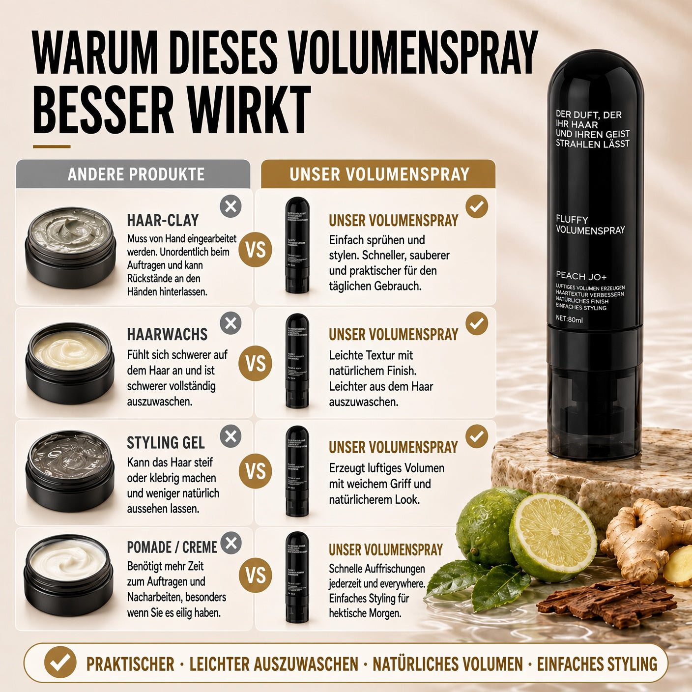 🎉🎉 50 % RABATT | NUR FÜR KURZE ZEIT!  Fluffy Hair Shaping Spray – Haarspray mit lang anhaltendem Pfirsichduft für mehr Volumen und perfekten Halt den ganzen Tag.