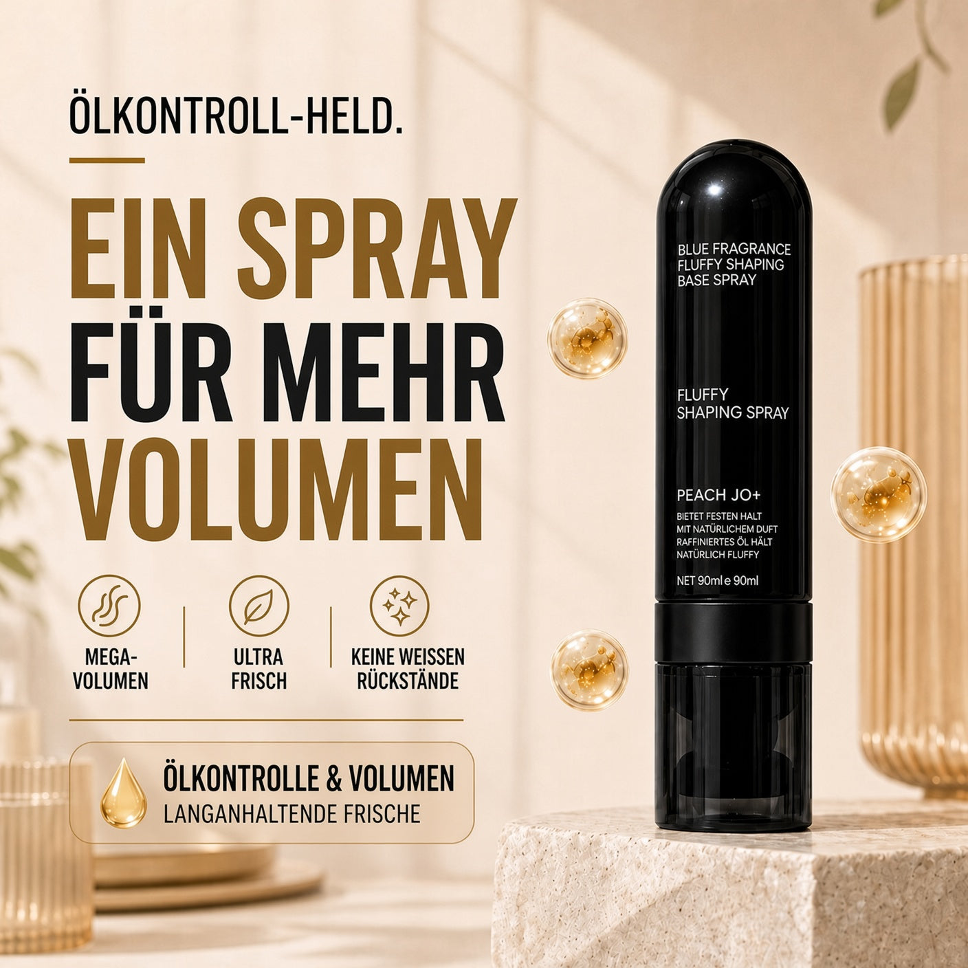 🎉🎉 50 % RABATT | NUR FÜR KURZE ZEIT!  Fluffy Hair Shaping Spray – Haarspray mit lang anhaltendem Pfirsichduft für mehr Volumen und perfekten Halt den ganzen Tag.