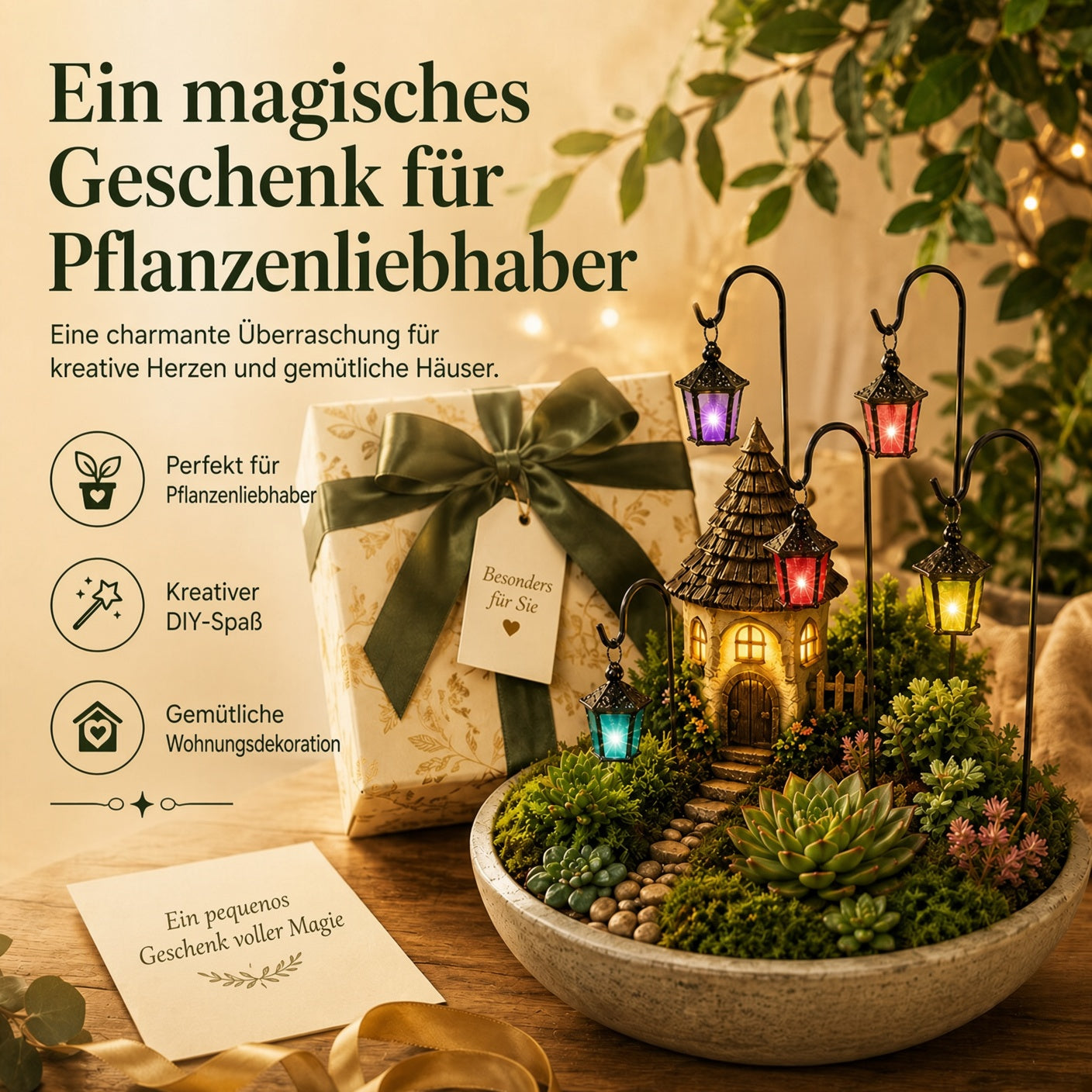 🌿Nachtleuchtende Laternen | Bunte Dekoration für Feengarten, Bonsai und aturlandschaft🌙