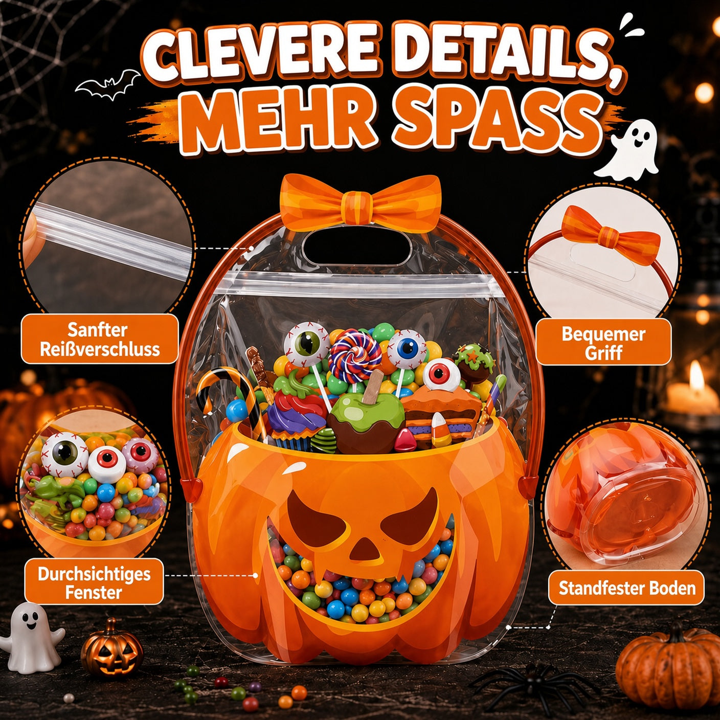 🎃 Einzigartiges Halloween-Design | Süßigkeitentüten aus Kunststoff, perfekt für Süßigkeiten, Geschenke und kreative Verpackungen. 👻