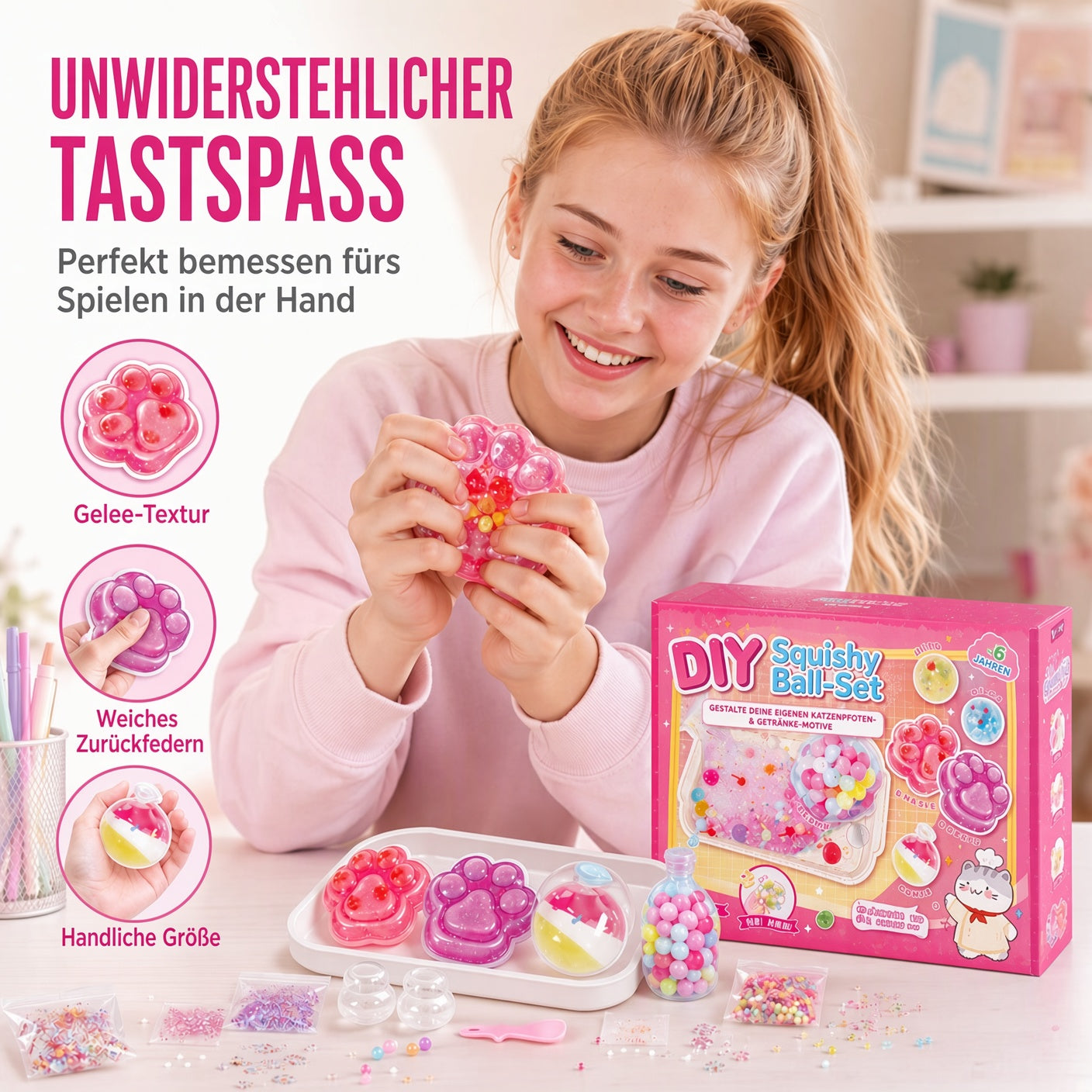 🎁DIY-Bausatz für ein „Fried Ice“-Squishy-Spielzeug mit Katzenkrallen-Motiv für Kinder