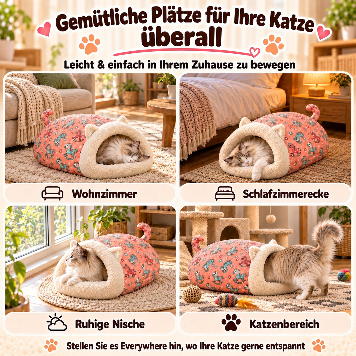 🐾🔥 Bestseller! Halbgeschlossenes, warmes Haustier-Schlafsackbett – Winddichtes, flauschiges Kuschelnest für Katzen und kleine Hunde, perfekt für gemütliche Winterschläfchen ❄️