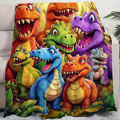 🎉Neujahrsdeal! 50% Rabatt🎁Niedlicher lächelnder Dinosaurier HD Digitaldruck Flanell -Sugoola®