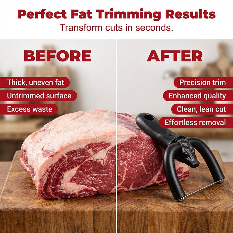 🥩 50% OFF NOW! Handheld fat trimmer for beef & pork – U-shaped blade holder, stainless steel blades, and ergonomic grip – perfect for grilling, meal prep, and cooking for large groups 🍖