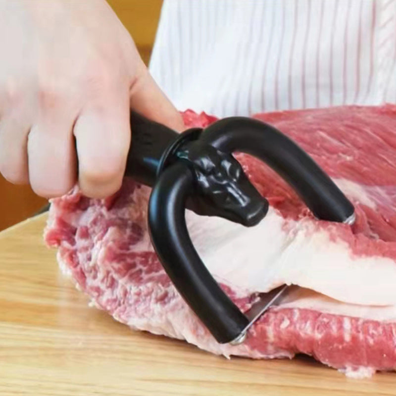 🥩 50% OFF NOW! Handheld fat trimmer for beef & pork – U-shaped blade holder, stainless steel blades, and ergonomic grip – perfect for grilling, meal prep, and cooking for large groups 🍖