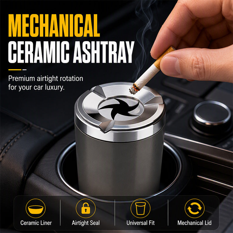 🔥Drehbarer Keramik-Aschenbecher fürs Auto – geruchsdicht, feuerfest & passgenau für 99 % aller Becherhalter 🚬✨