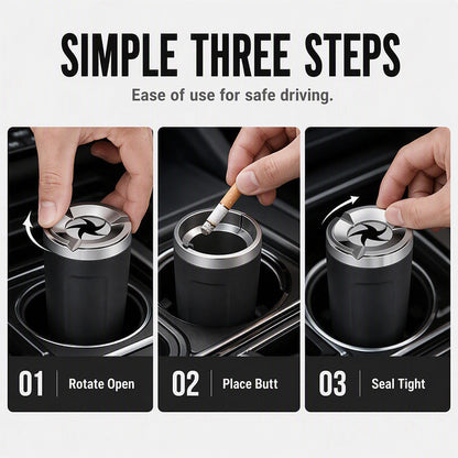 🔥Drehbarer Keramik-Aschenbecher fürs Auto – geruchsdicht, feuerfest & passgenau für 99 % aller Becherhalter 🚬✨
