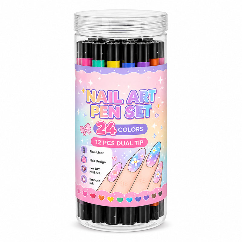💅Mädchen lieben es💥 Nail Art Stift-Set mit 24 Farben | Für DIY Nageldesign, Mädchenabende & Kindergeburtstage – Doppelspitzen-Kein Nagelstudio nötig, Strahlende Nägel Zaubern✨