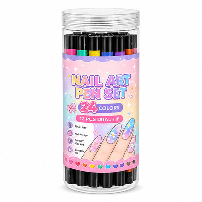 💅Mädchen lieben es💥 Nail Art Stift-Set mit 24 Farben | Für DIY Nageldesign, Mädchenabende & Kindergeburtstage – Doppelspitzen-Kein Nagelstudio nötig, Strahlende Nägel Zaubern✨