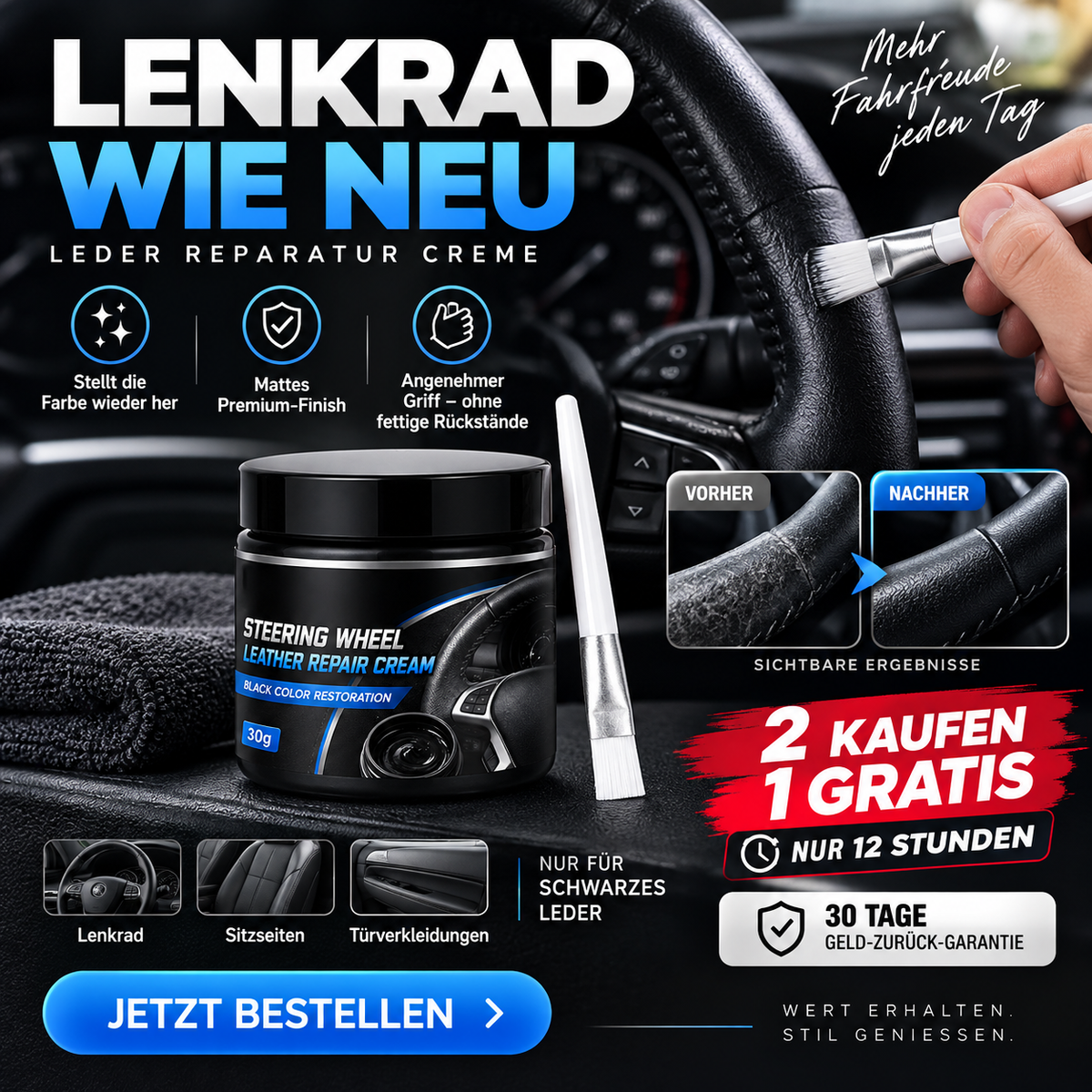 🔧🛞 Lenkrad-Reparaturcreme – Kratzer & Abnutzung verschwinden – ohne Werkstatt! ✨
