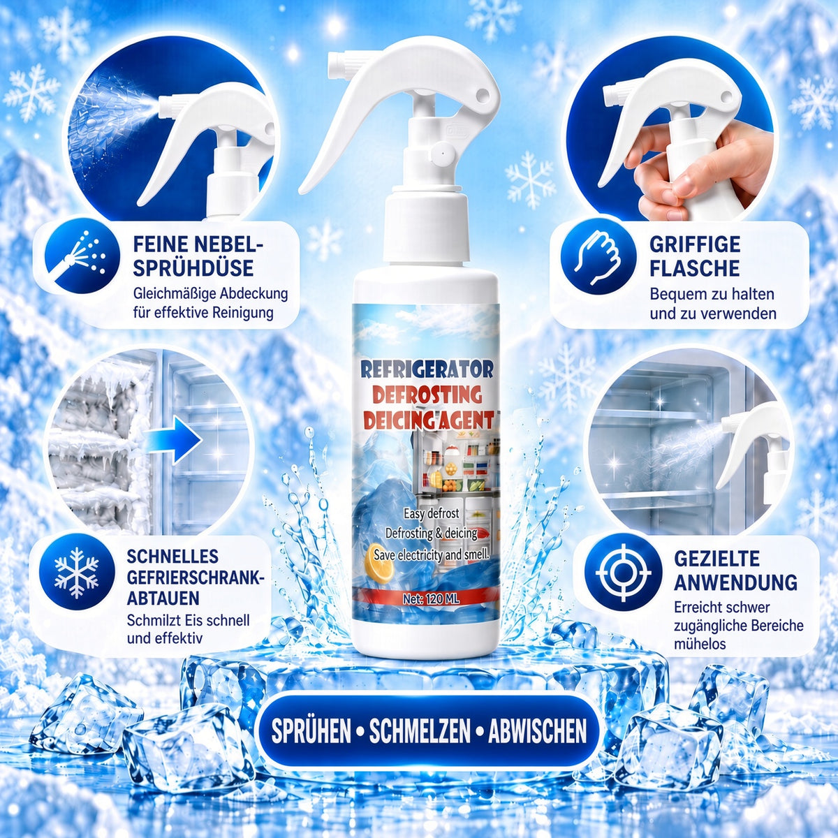 🏆 40 % RABATT – Nur für kurze Zeit | ❄️ Kühlschrank- & Gefrierfach-Enteisungsspray – Schnell wirkende Formel zur raschen Entfernung von Reif und Eis upsell