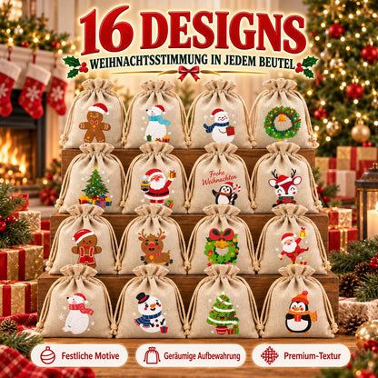 🎄⛄ Weihnachtliche Jute-Geschenkbeutel mit Kordelzug--Lose Süßigkeiten und Geschenke in Sekunden ordentlich verpackt 🎁🎄