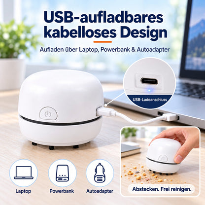 🎉 50 % RABATT 🎉✨ Tragbarer Mini-Tischstaubsauger | USB-aufladbar für Tastatur, Staub & Krümel