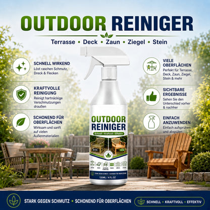 🌿 NUR FÜR KURZE ZEIT 50 % RABATT! Outdoor-Oberflächenreiniger, schnell wirkender Fleckenentferner für Terrassen, Holzmöbel & Außenflächen